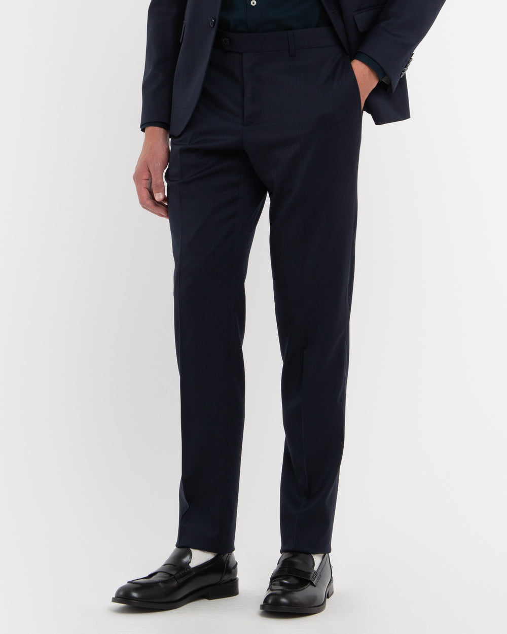 blue stretch wool slim fit suit