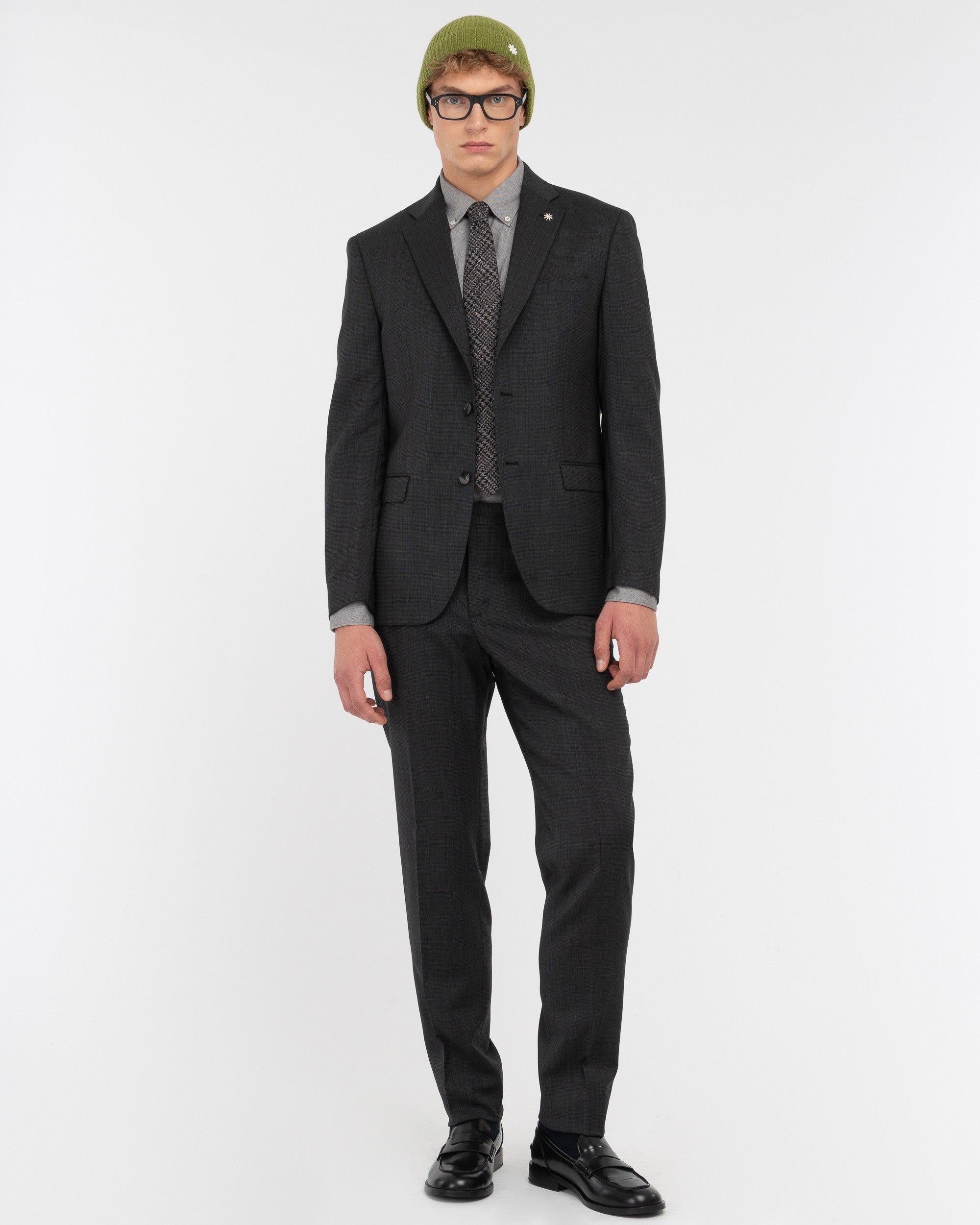 manuel ritz ジャケット blue relaxed fit pinstripe suit in natural stretch wool - Manuel