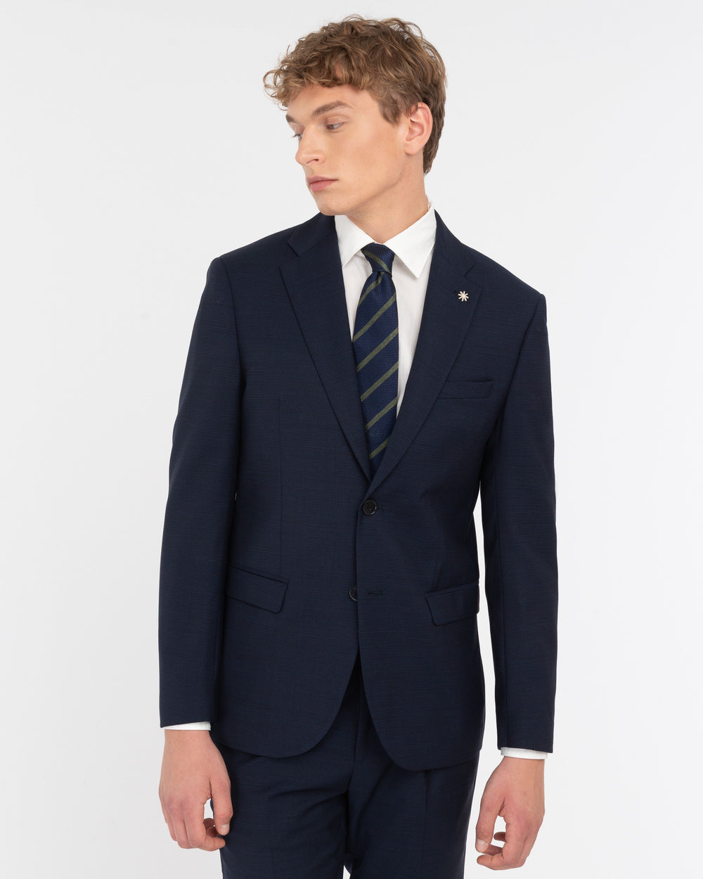 blue pure wool slim suit