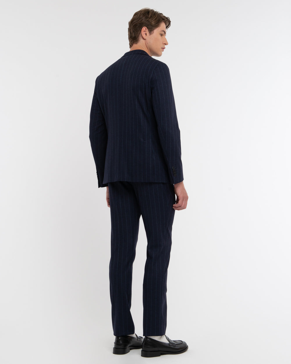 blue slim regimental stretch viscose blend suit