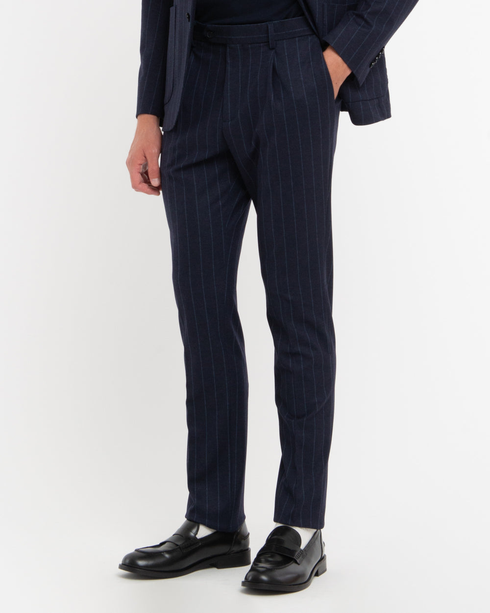 blue slim regimental stretch viscose blend suit
