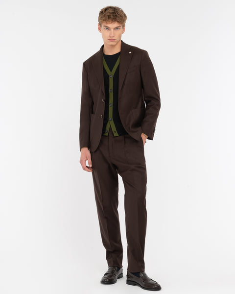 brown slim fit stretch wool flannel suit