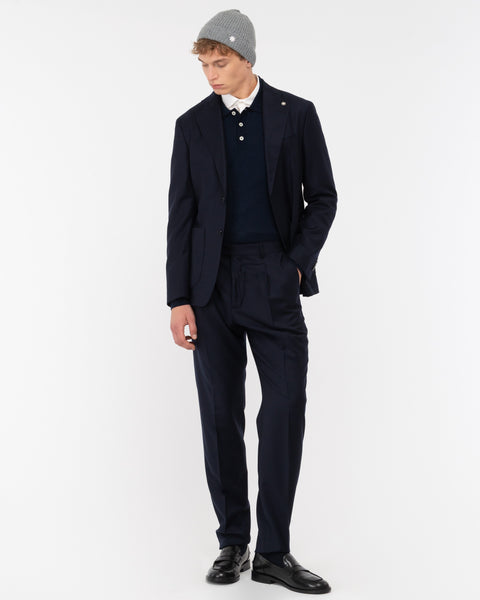 blue slim fit stretch wool flannel suit