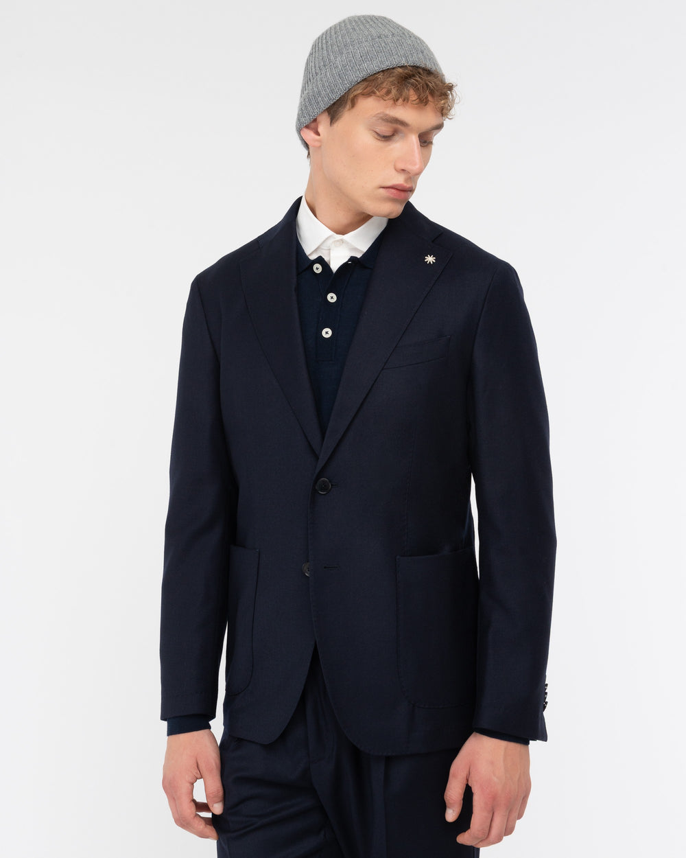 blue slim fit stretch wool flannel suit