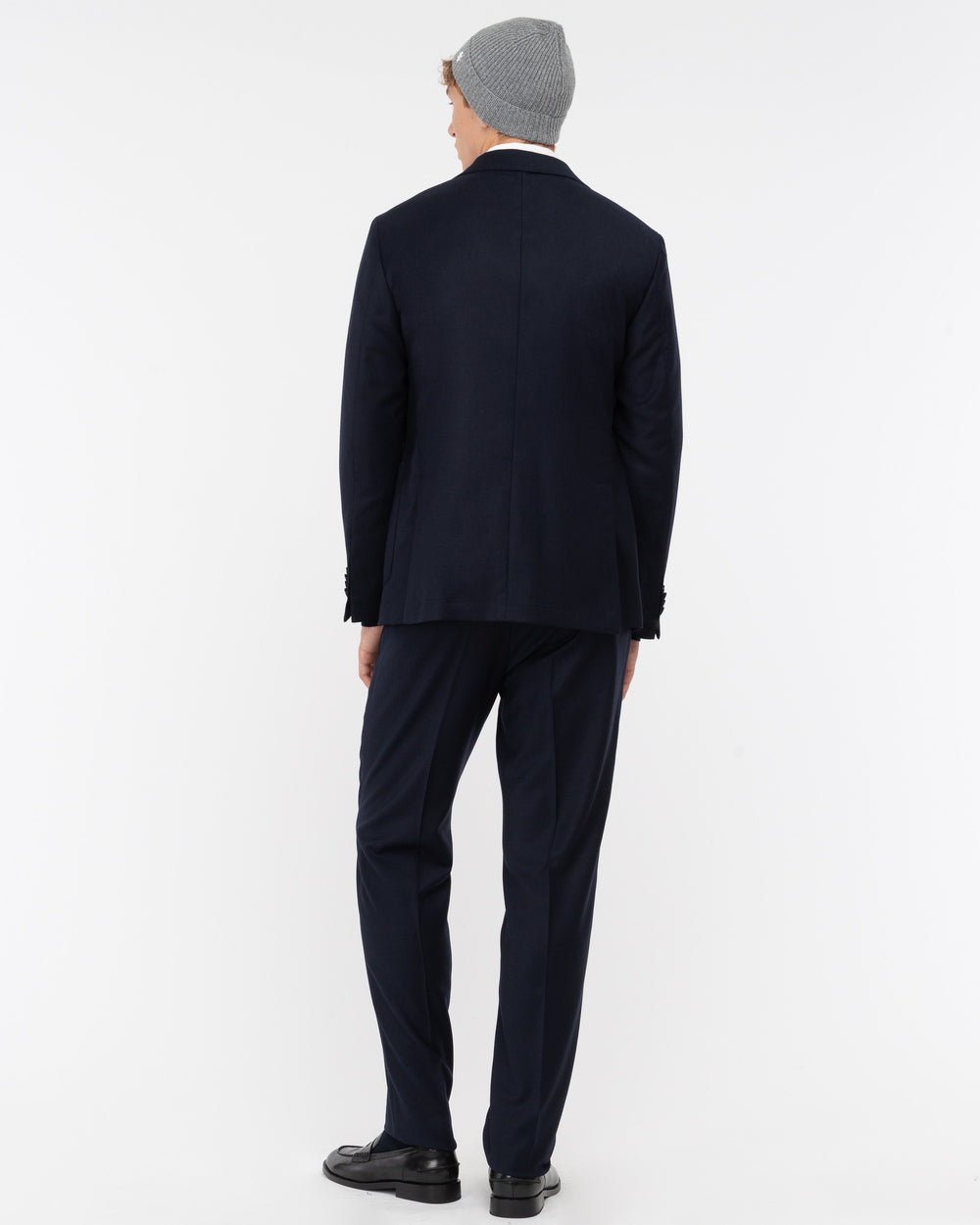 blue slim fit stretch wool flannel suit