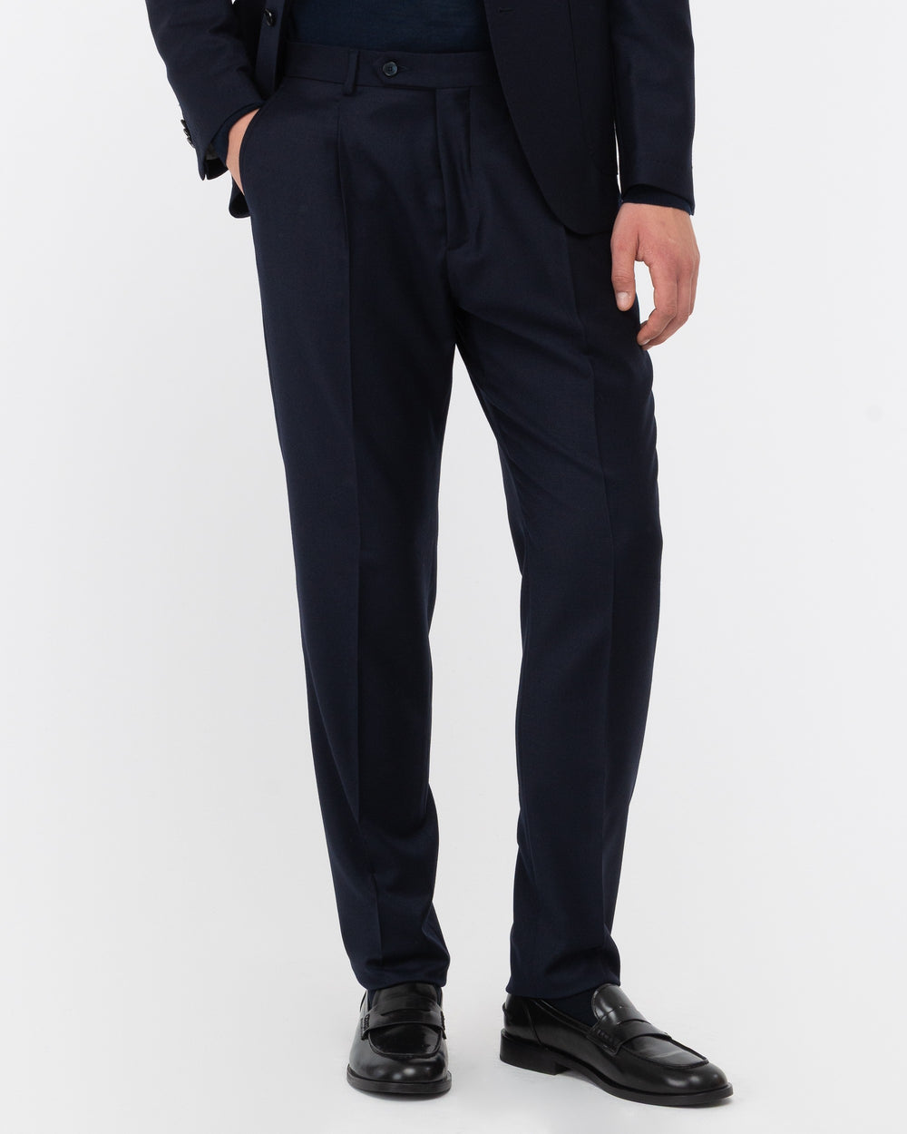 blue slim fit stretch wool flannel suit