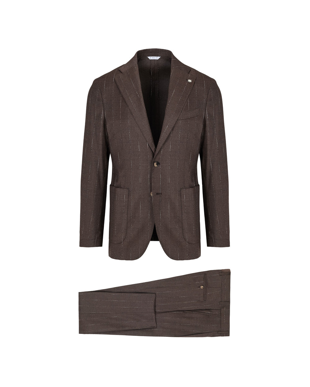 brown slim regimental wool stretch suit