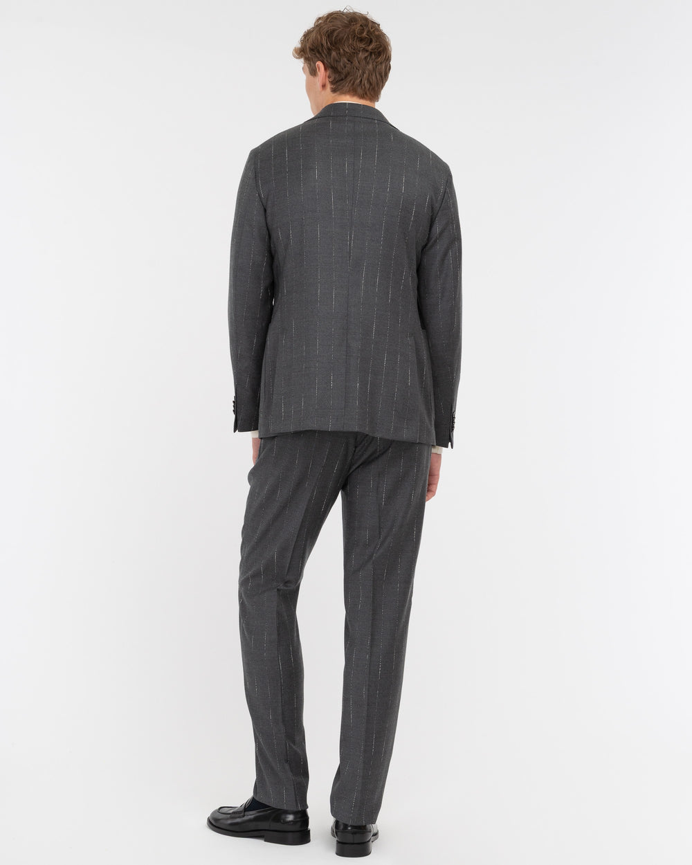 gray slim regimental wool stretch suit