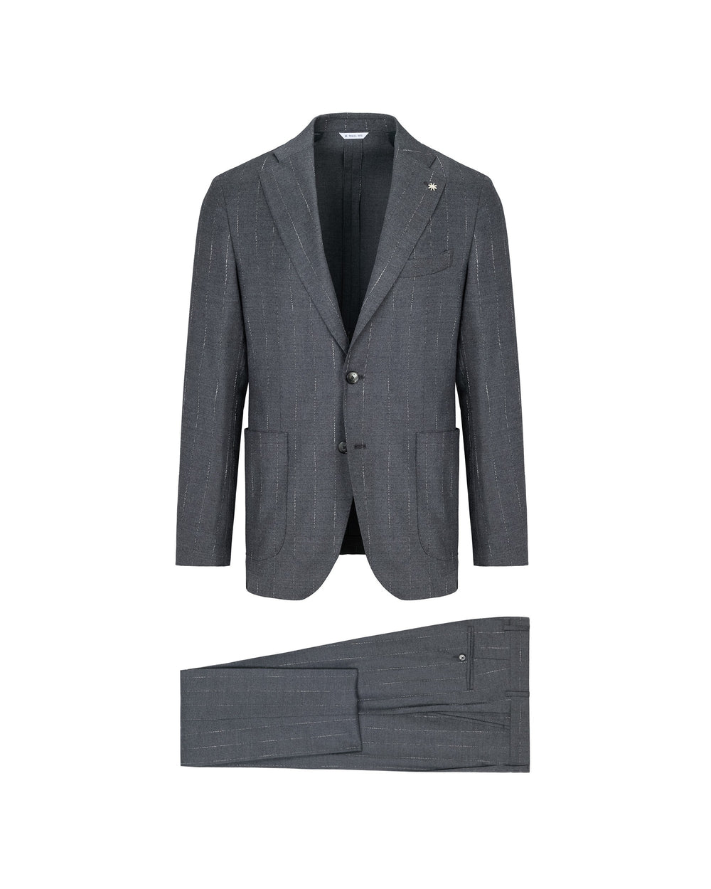 gray slim regimental wool stretch suit