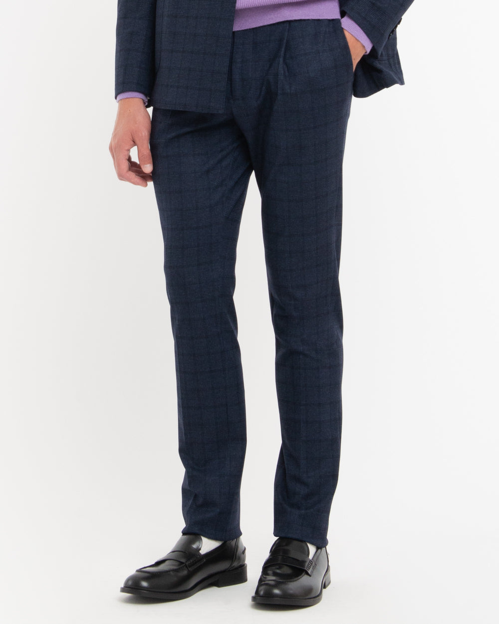 blue stretch viscose blend double breasted galles suit