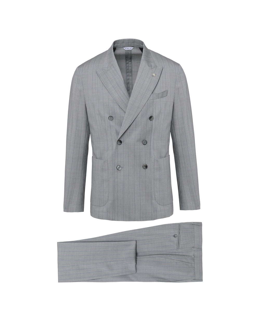 gray double breasted virgin wool pinstripe suit