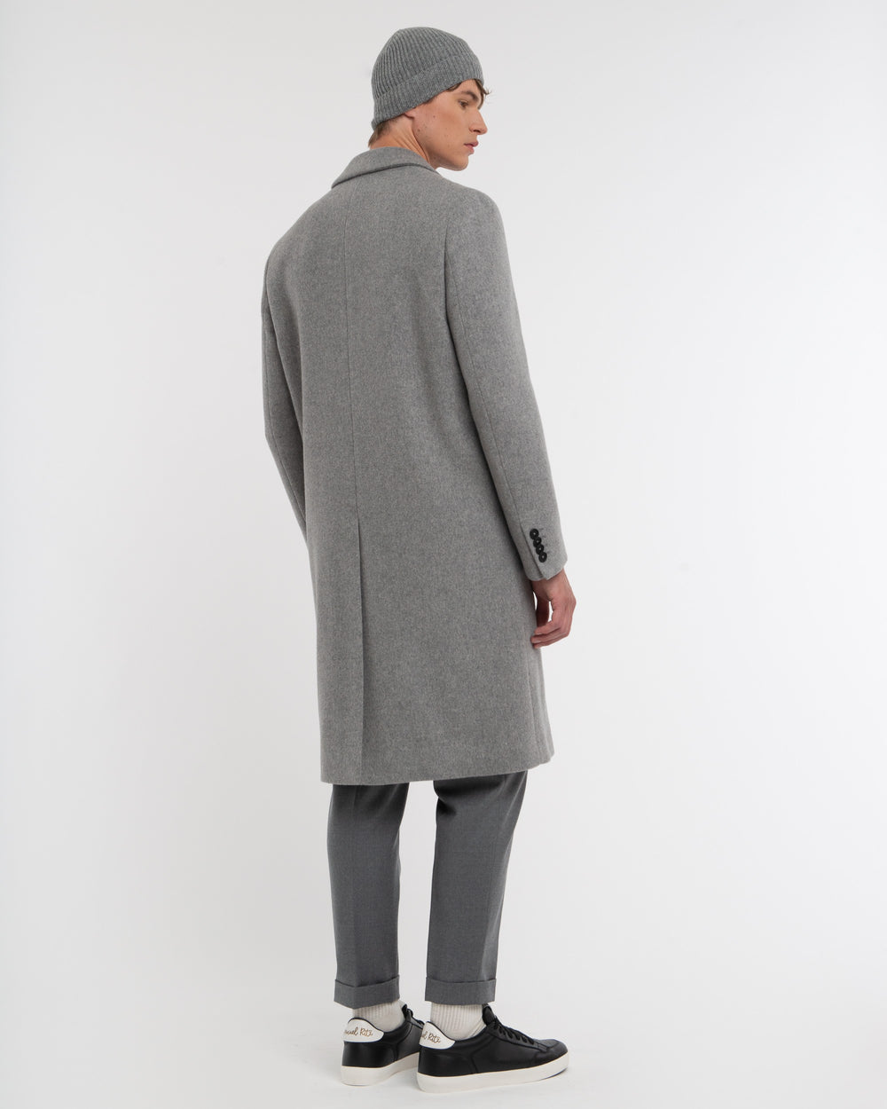 gray relaxed fit wool blend double breasted coat