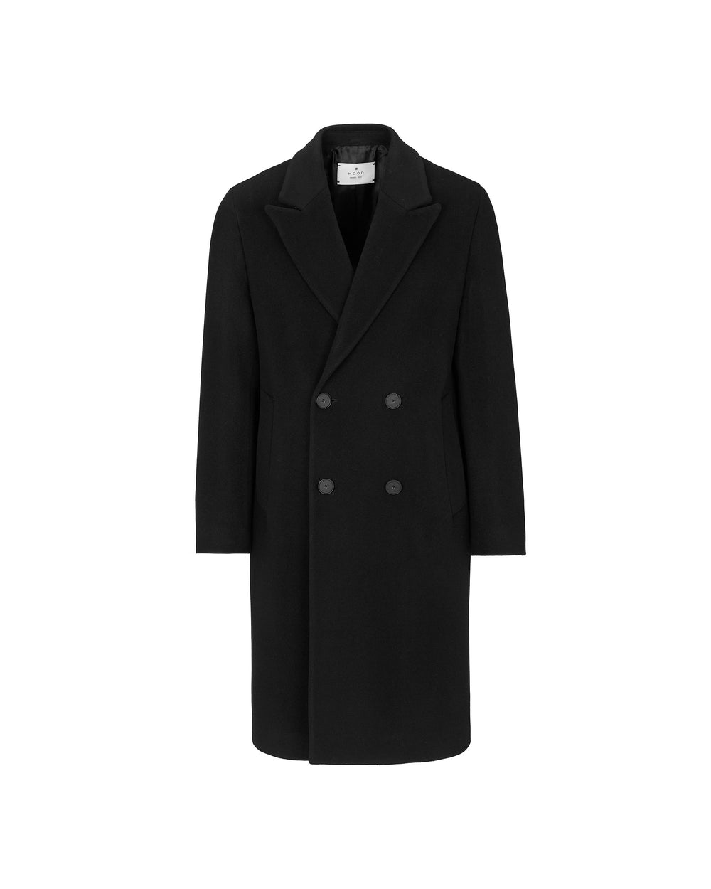 black relaxed fit wool blend double breasted coat