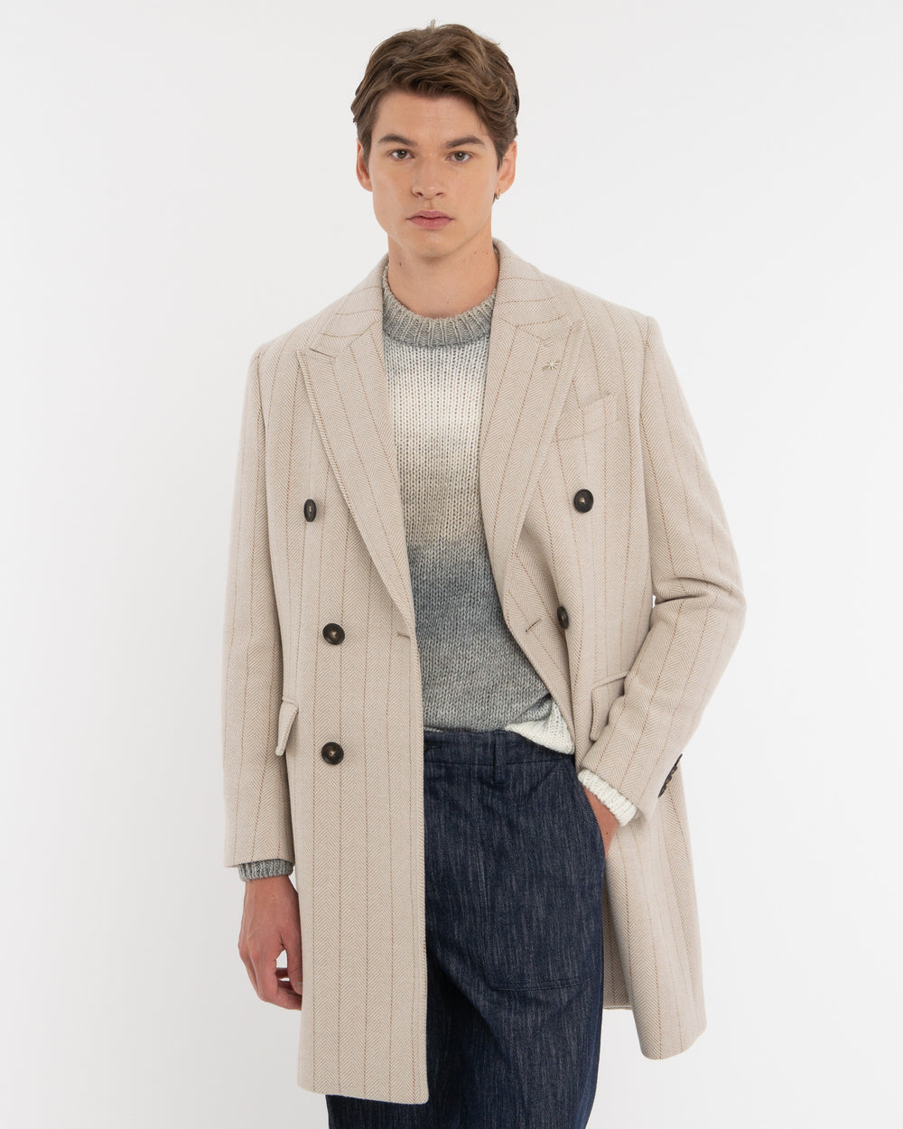 beige resca wool blend double breasted coat