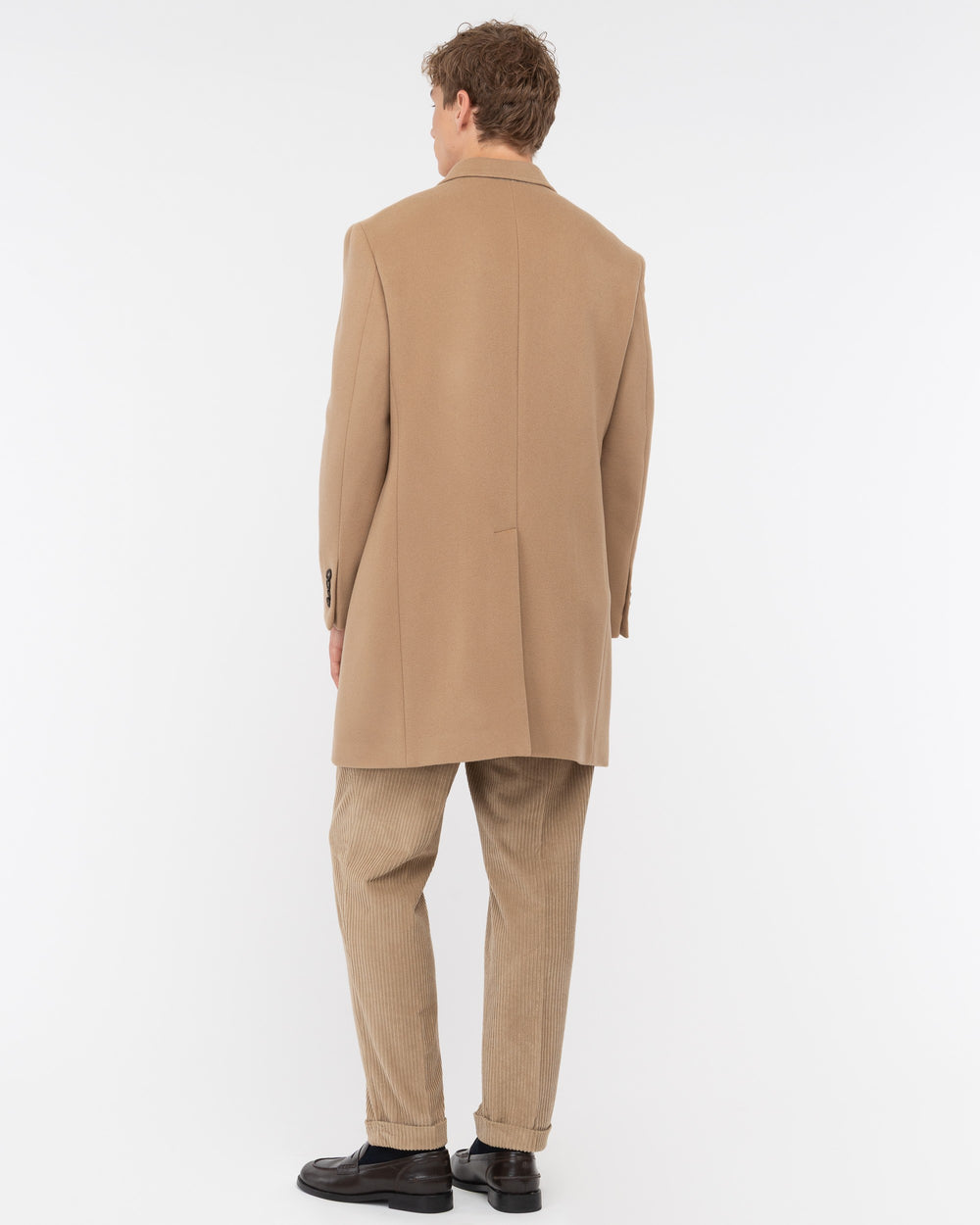 beige double breasted wool blend coat