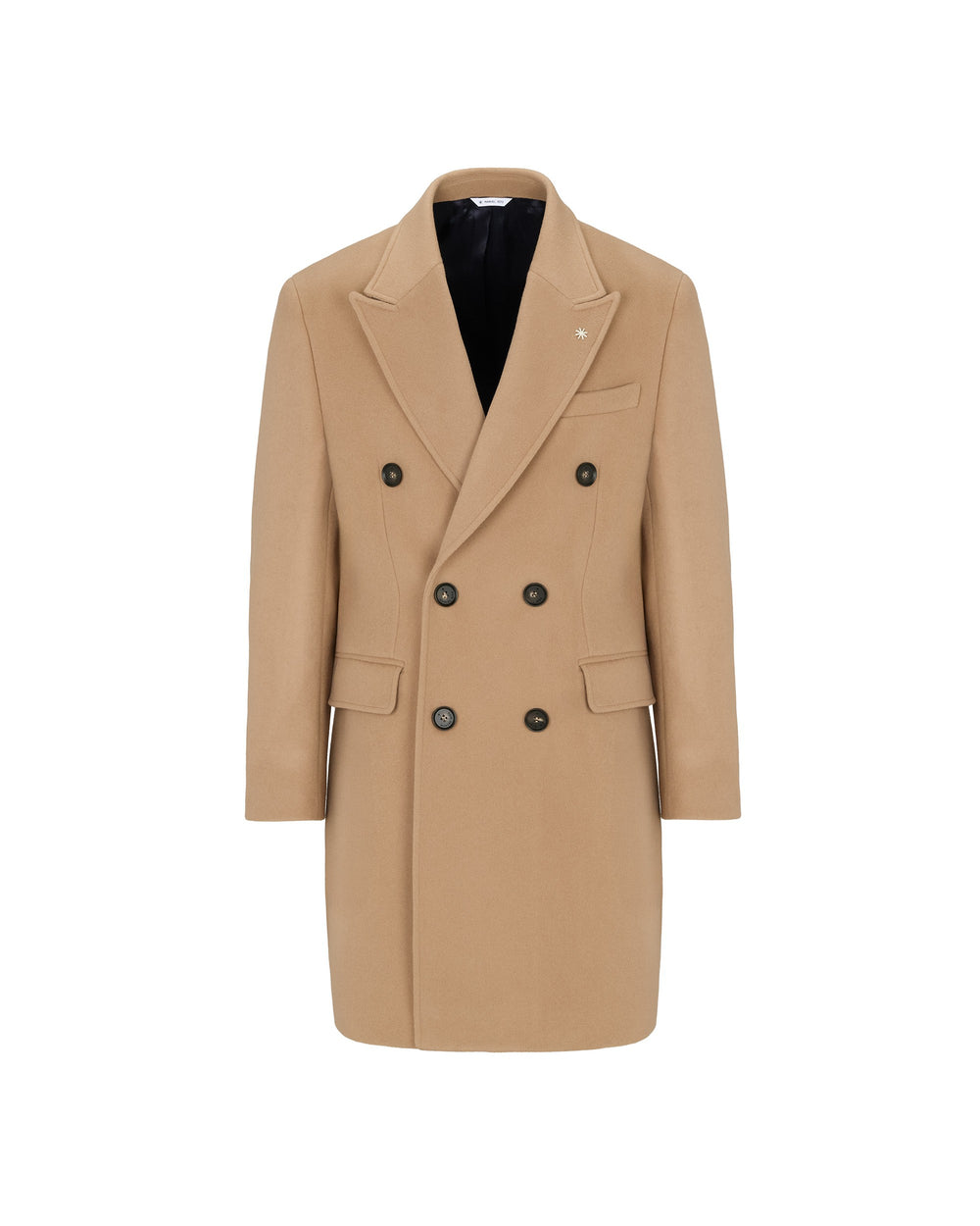beige double breasted wool blend coat