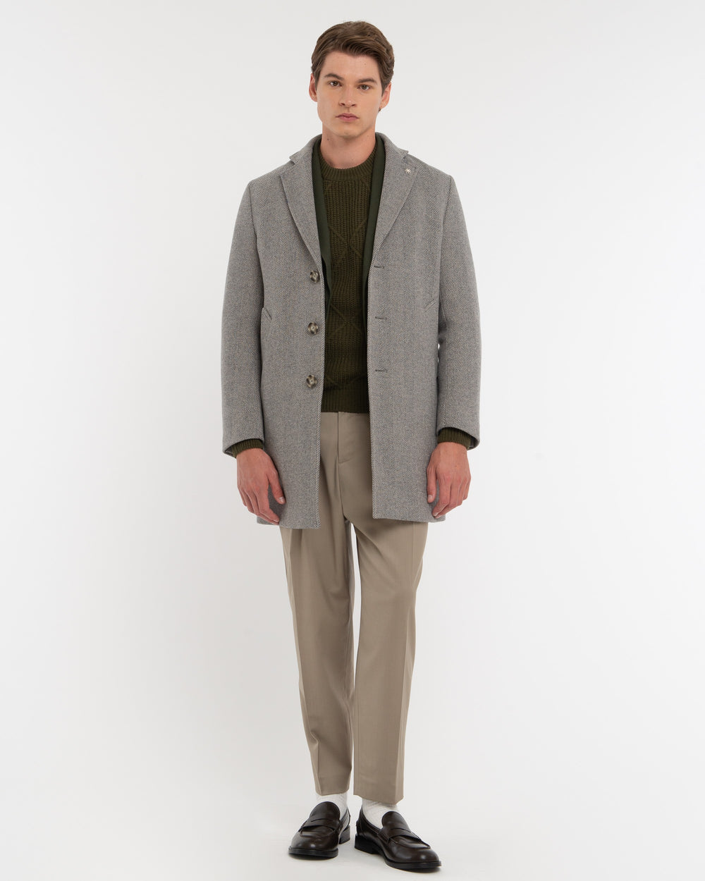 gray wool blend slim resca coat
