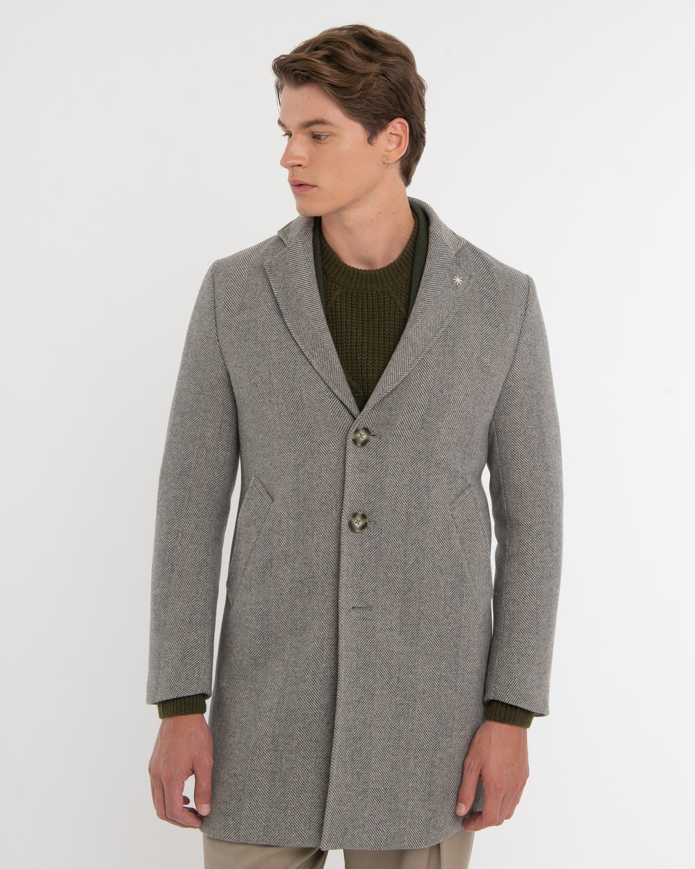 gray wool blend slim resca coat
