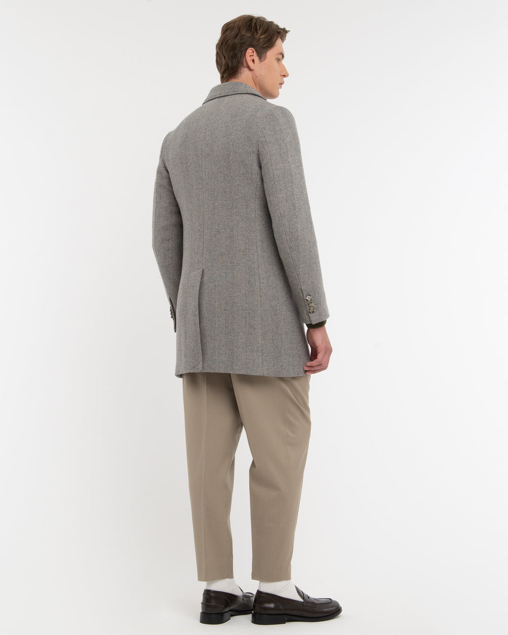 gray wool blend slim resca coat