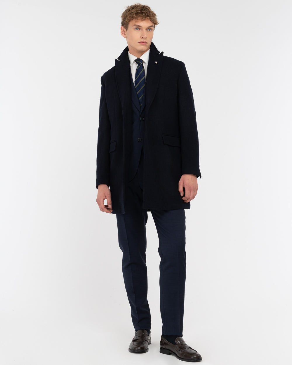 blue nuvola wool blend cloth coat