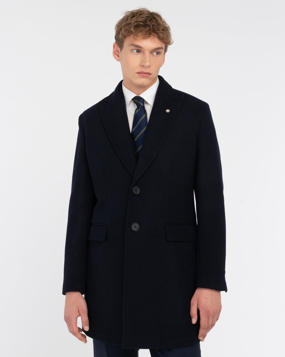 blue nuvola wool blend cloth coat