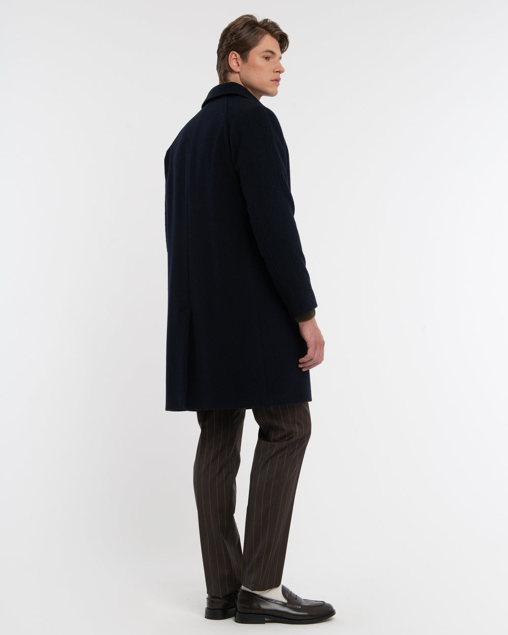 blue wool blend embossed resca coat