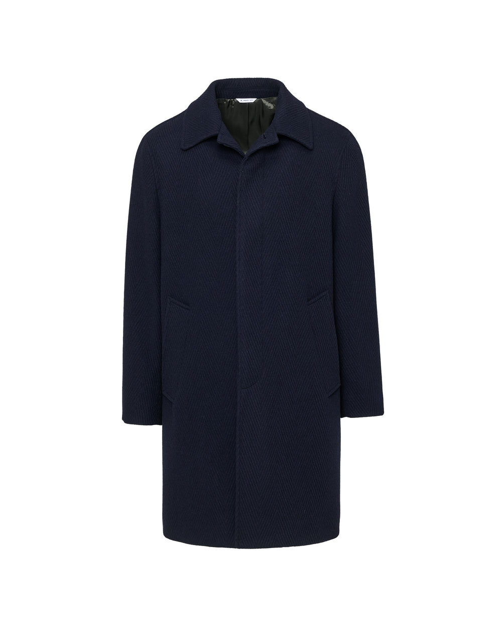 blue wool blend embossed resca coat
