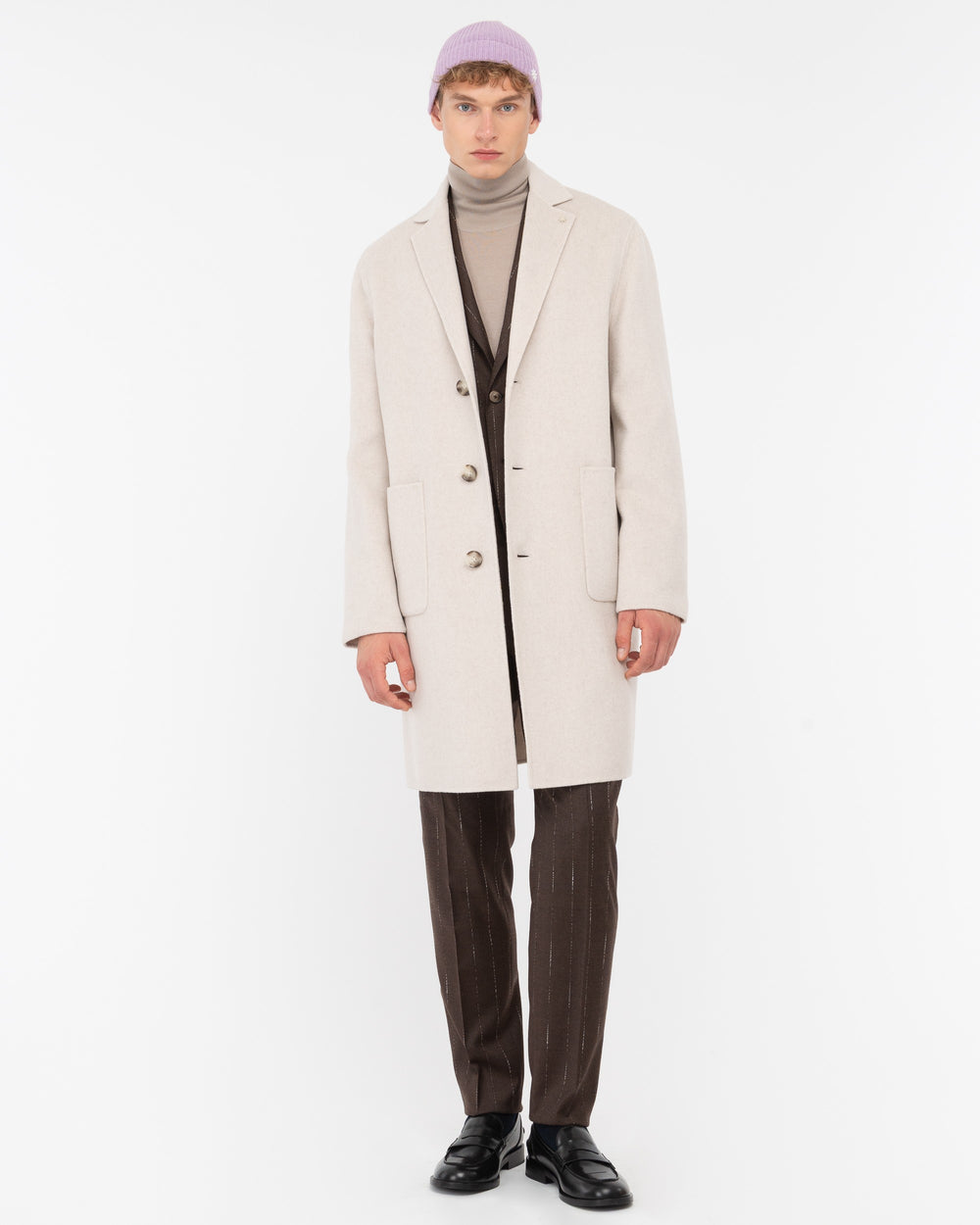 white double wool blend cloth coat