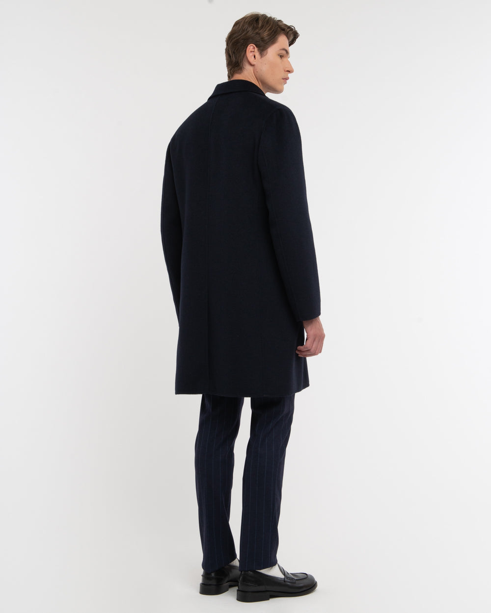 blue double wool blend cloth coat