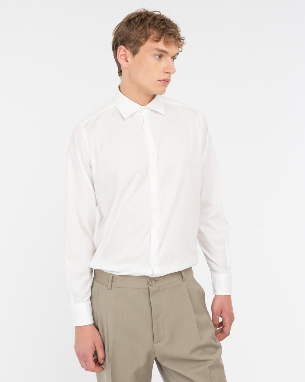 white washed stretch cotton poplin shirt