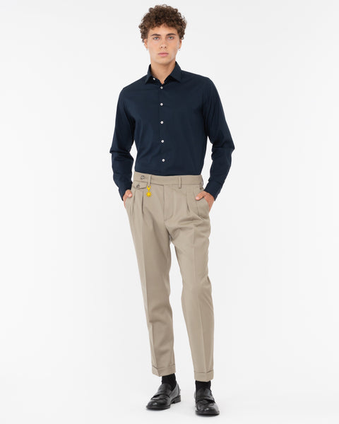 blue washed stretch cotton poplin shirt
