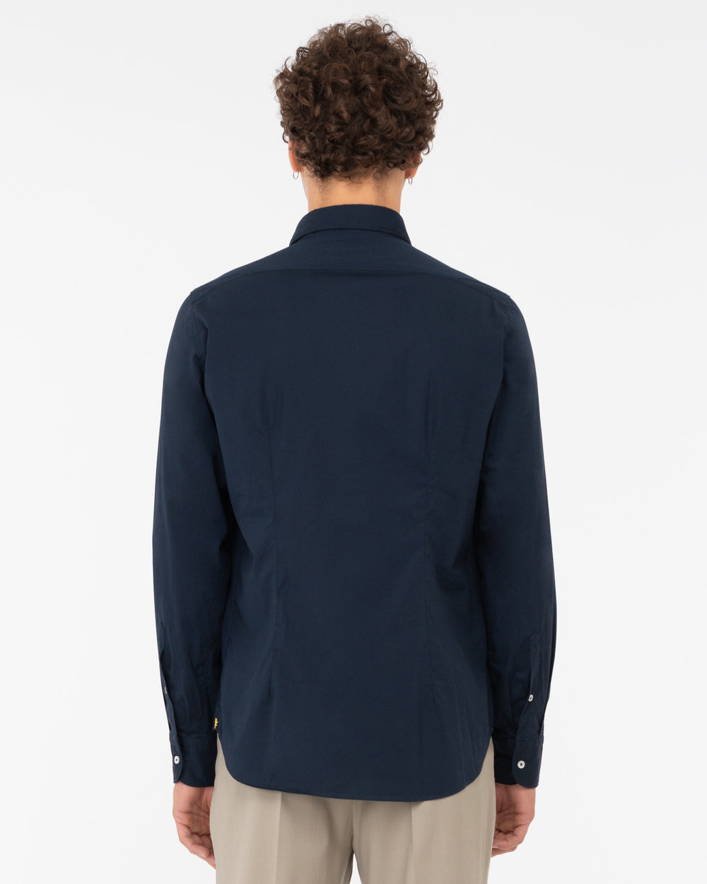 blue washed stretch cotton poplin shirt