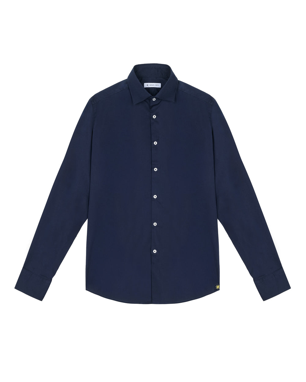 blue washed stretch cotton poplin shirt