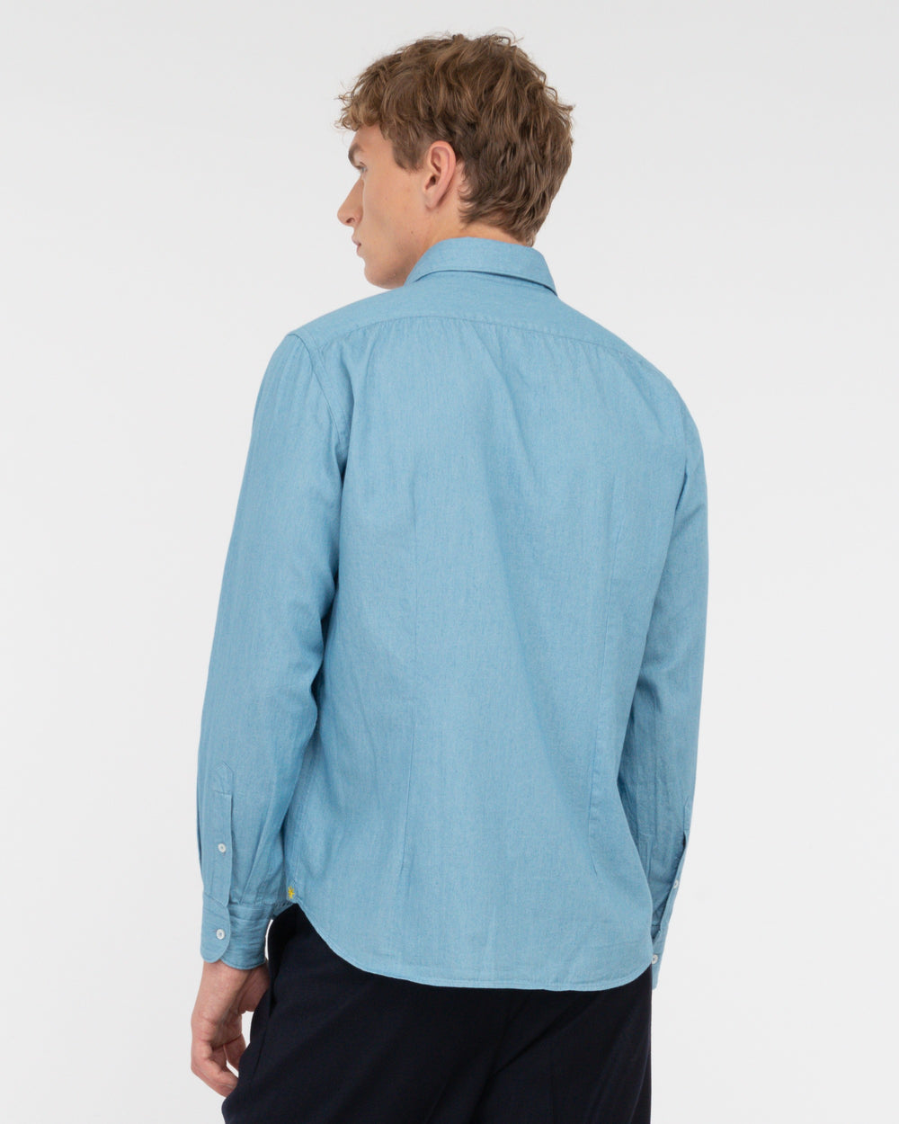 sky blue washed cotton chambray shirt
