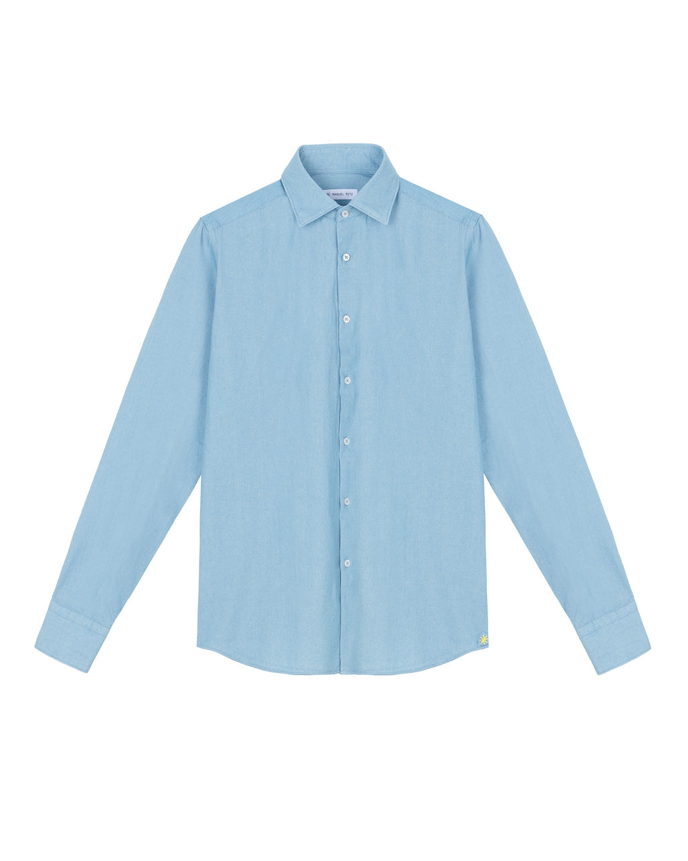 sky blue washed cotton chambray shirt