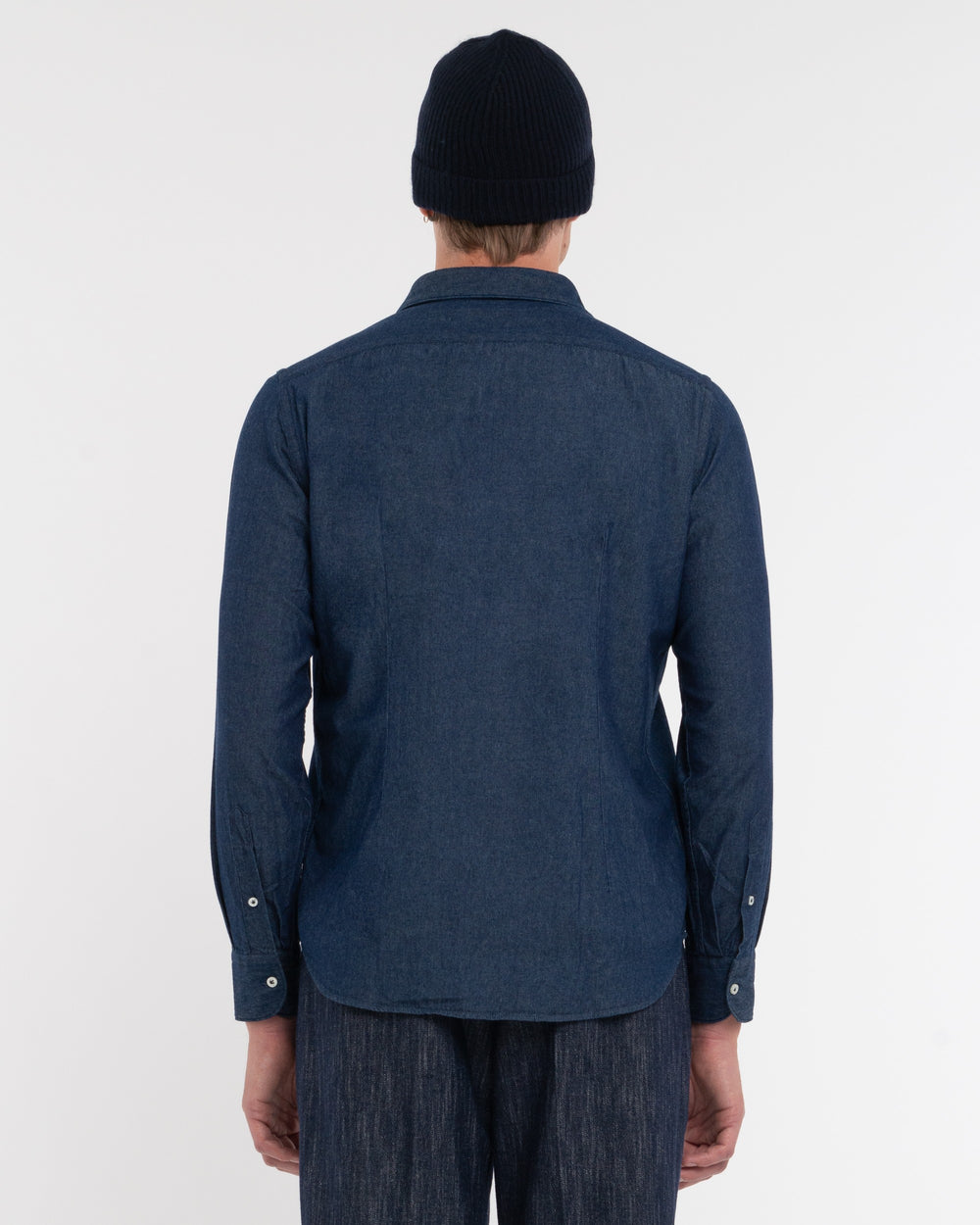 blue washed cotton chambray shirt