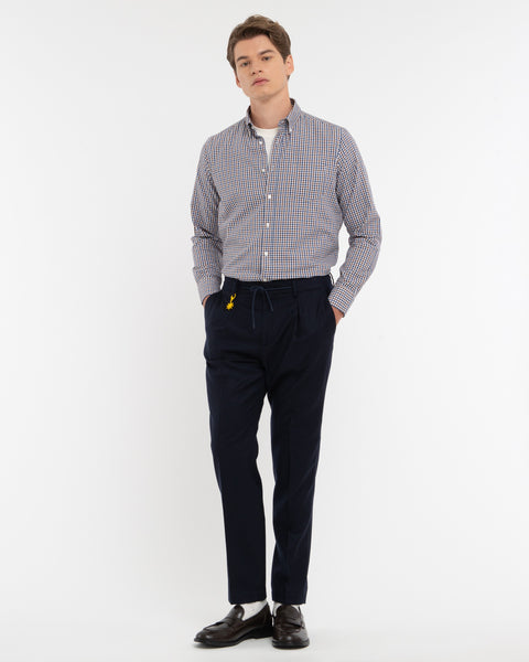 blue button down cotton damier shirt