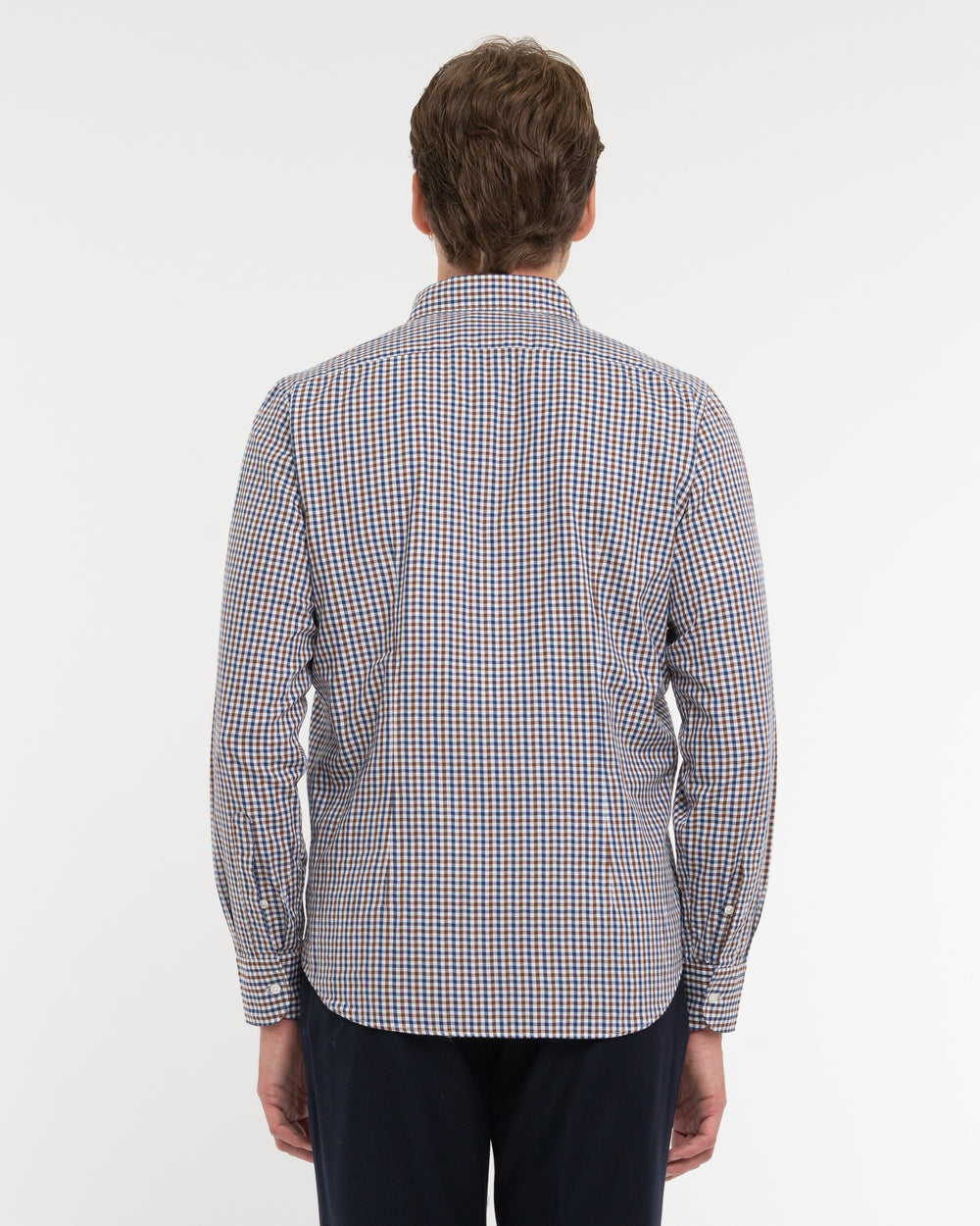 blue button down cotton damier shirt