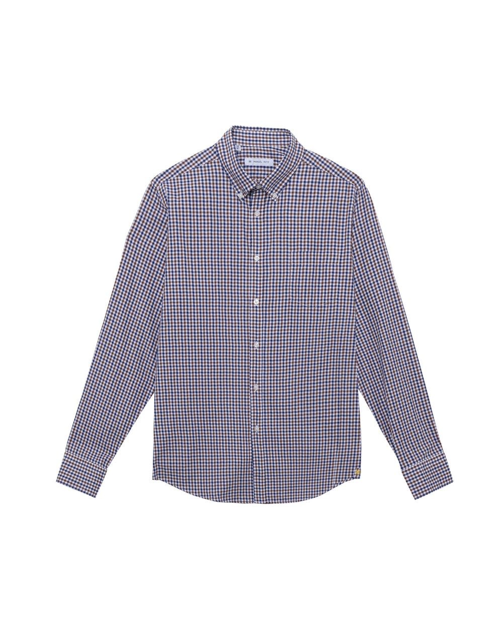 blue button down cotton damier shirt