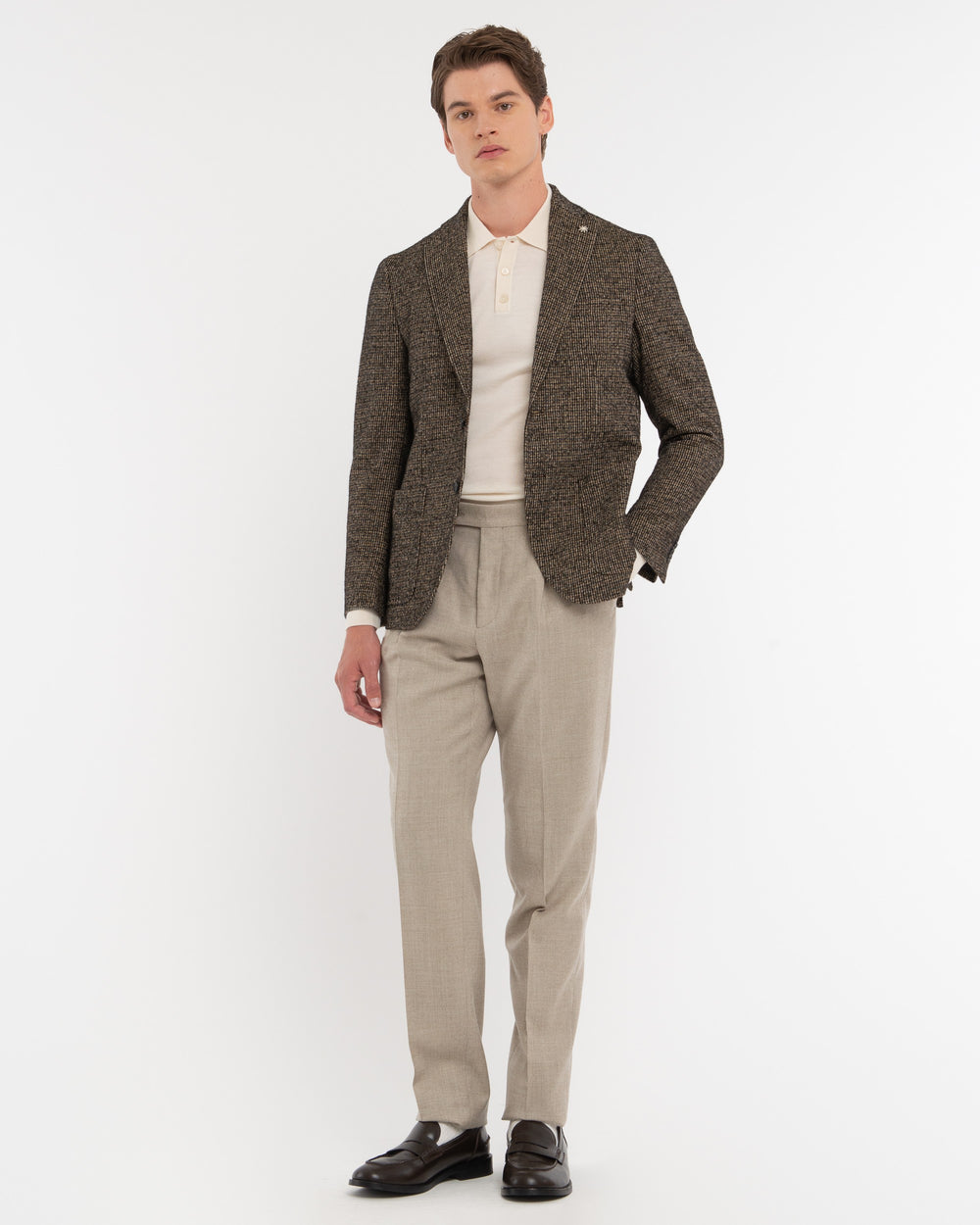 black wool blend micro pattern blazer