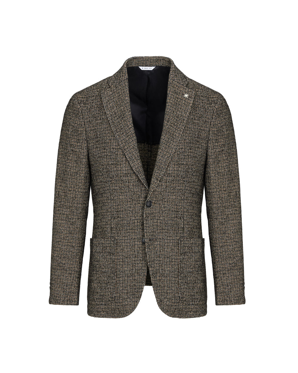 black wool blend micro pattern blazer