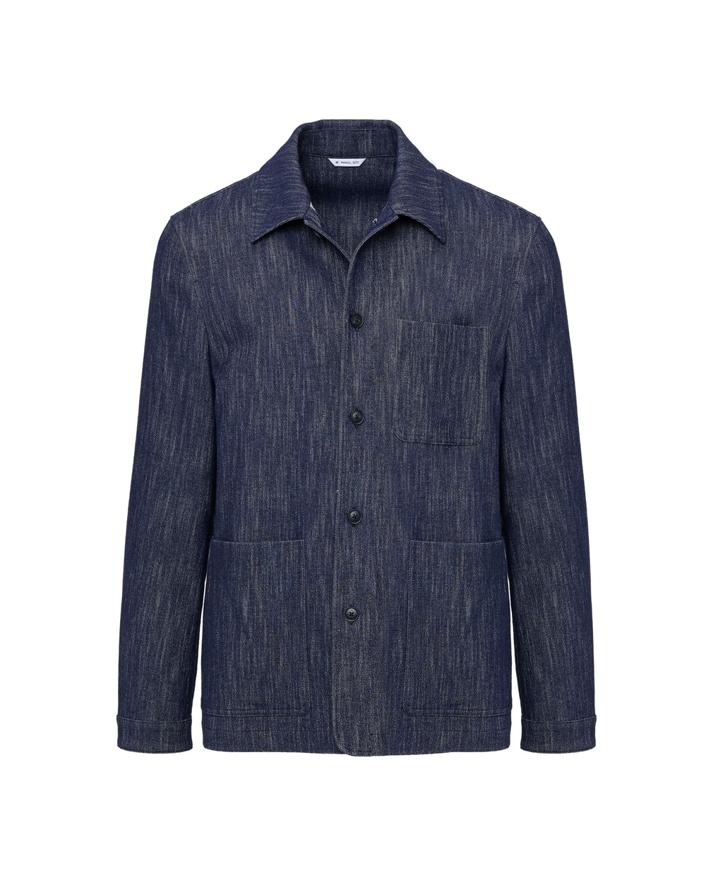 blue stretch cotton wool denim overshirt