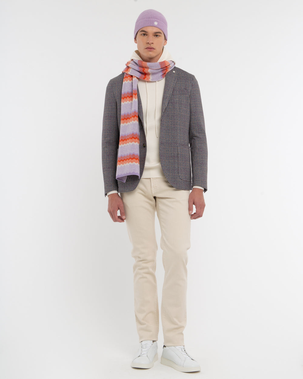 brown cotton blend wales print jersey blazer