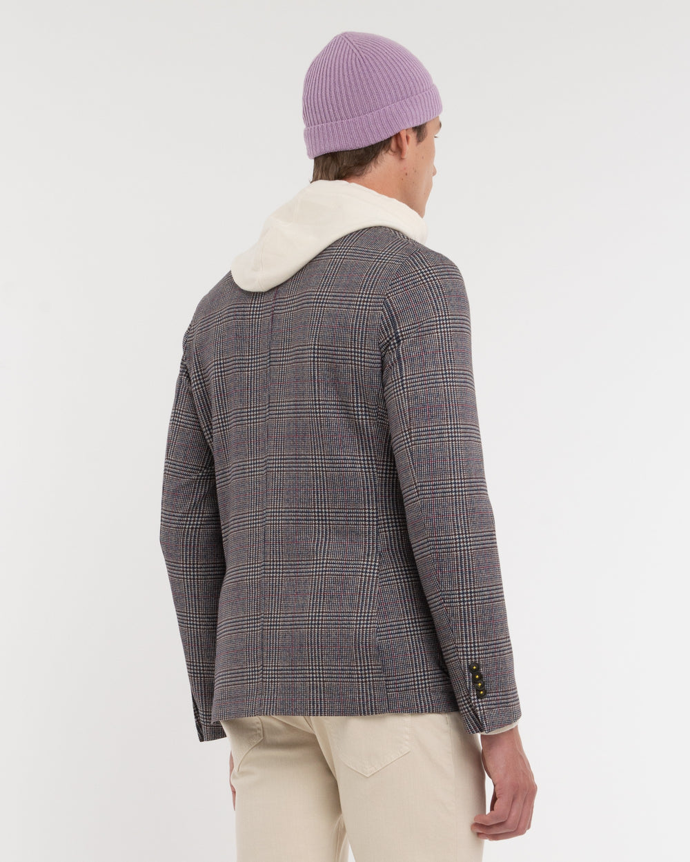 brown cotton blend wales print jersey blazer