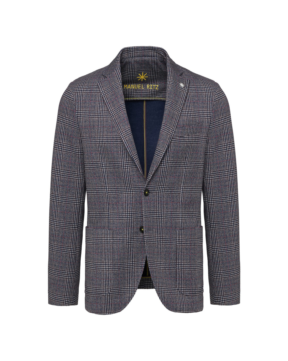 brown cotton blend wales print jersey blazer