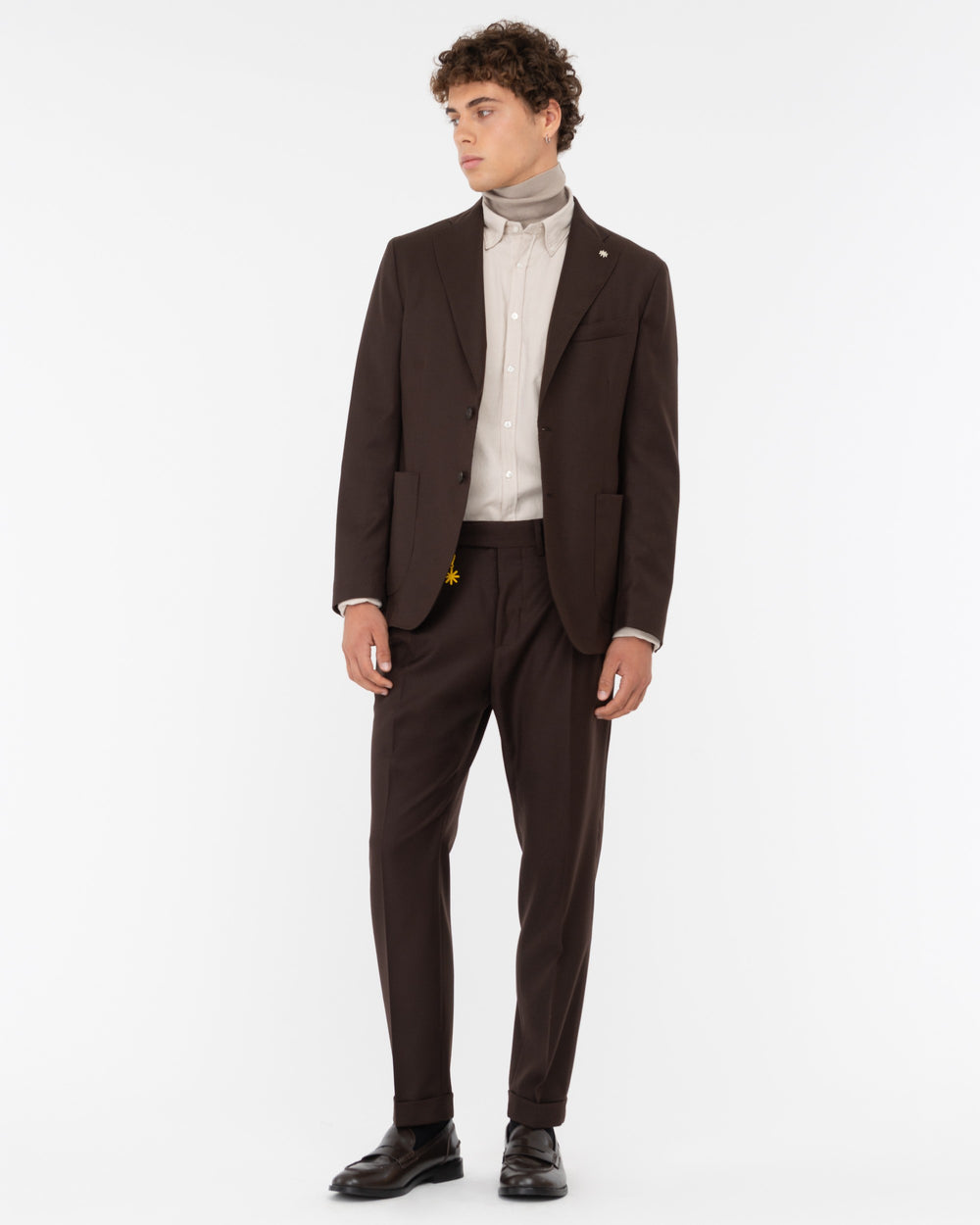brown nuvola stretch wool flannel blazer