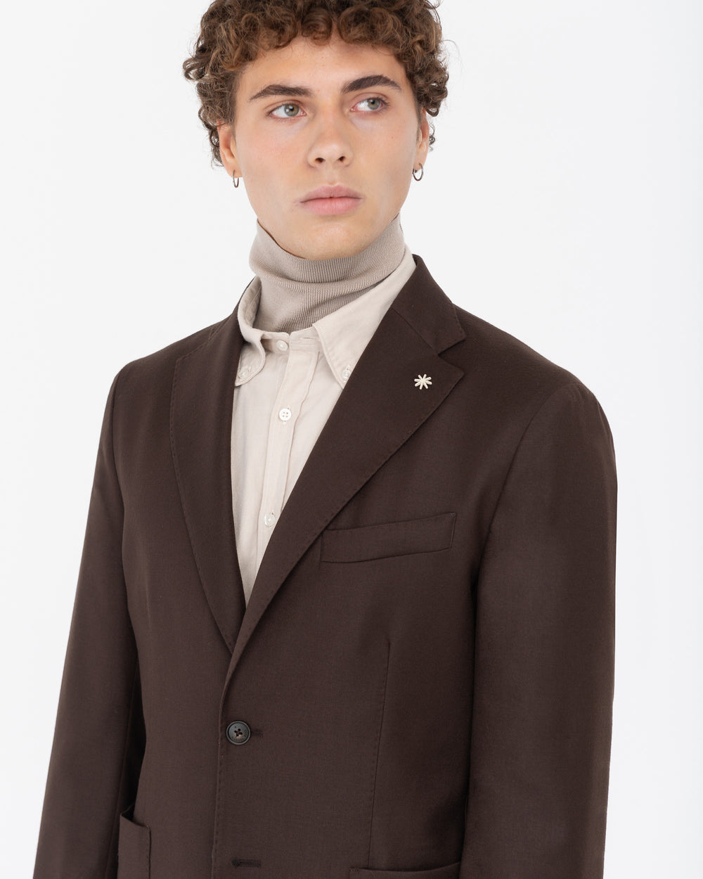 brown nuvola stretch wool flannel blazer