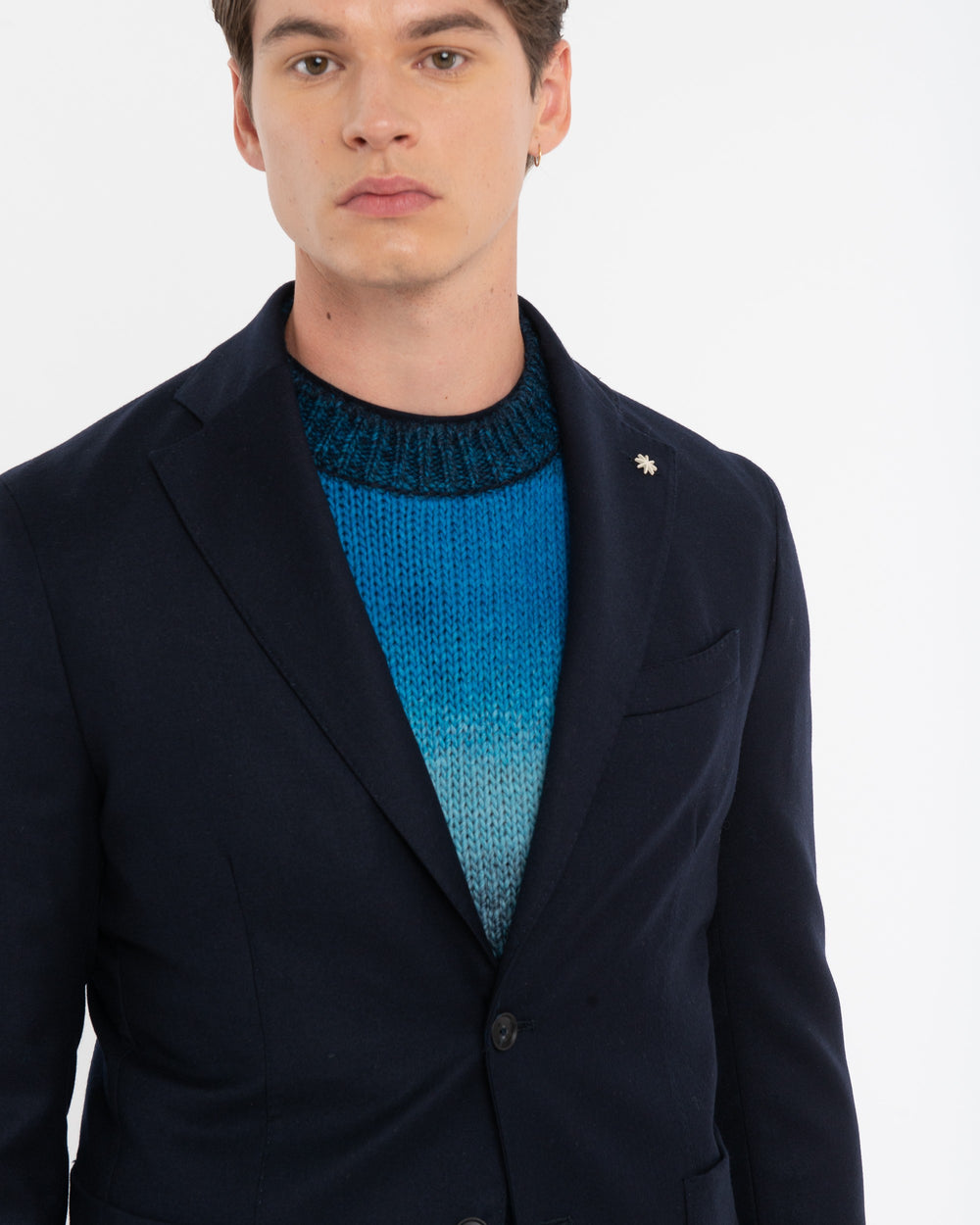 blue nuvola stretch wool flannel blazer