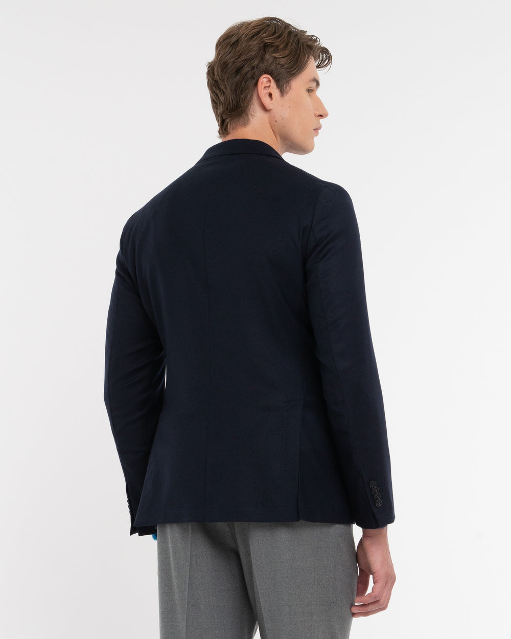 blue nuvola stretch wool flannel blazer