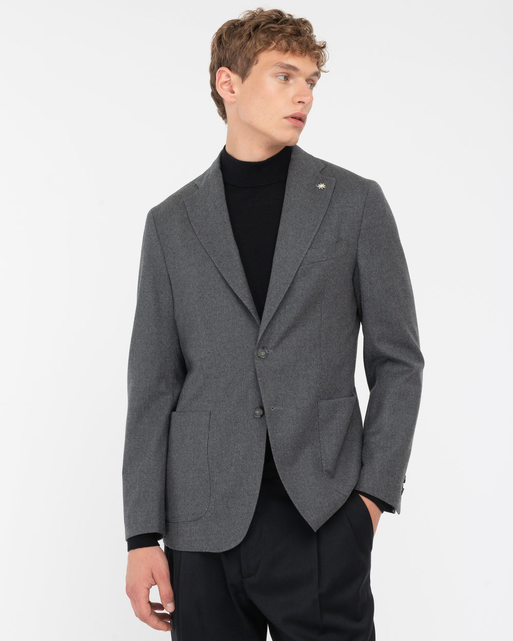 gray nuvola stretch wool flannel blazer
